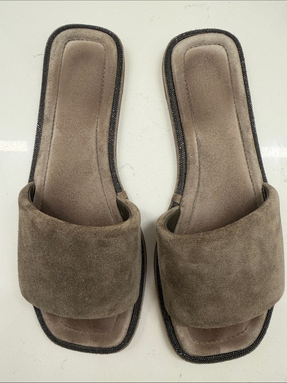 Brunello Cucinelli suede slides